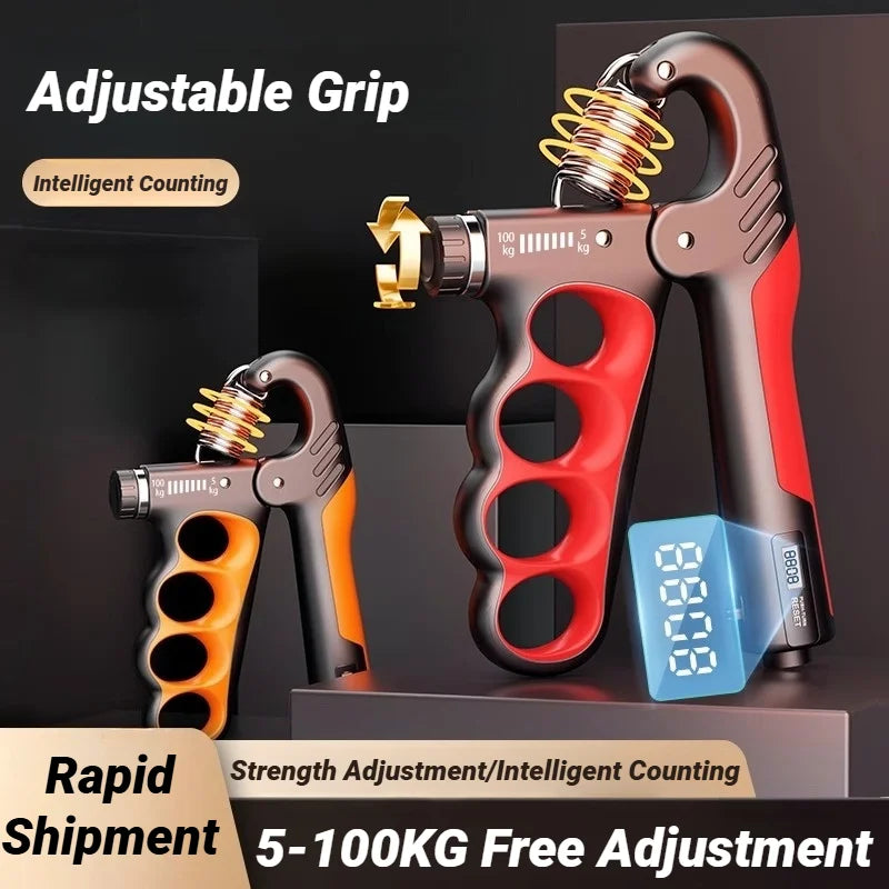 Exivra PowerCount Grip – 5-100KG Adjustable Hand Strengthener with Digital Reps Counter